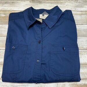 Chicos Casual Cotton long sleeve Blue‎ Women Size 1(U.S 8) Button Down shirt NWT